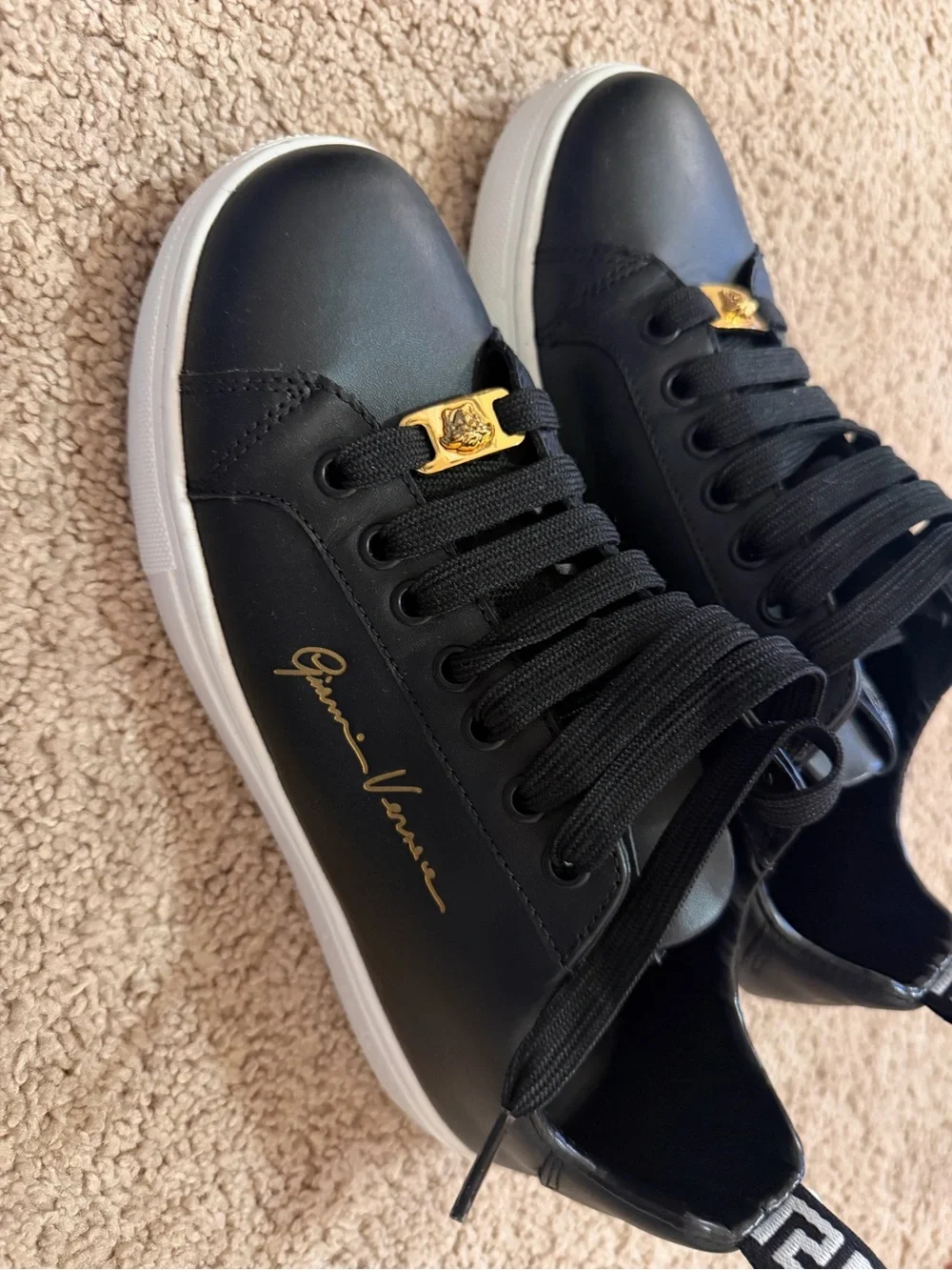 Gianni Versace Black Leather Logo Sneakers